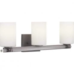 Lisbon Collection 3-Light Matte Black Etched Opal Glass Luxe Bath Vanity Light by Progress Lighting