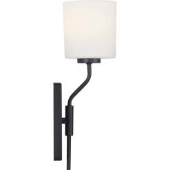 Tobin Collection 1-Light Matte Black Etched White Glass Modern Bath Vanity Light by Progress Lighting -Progress Lighting Shop black progress lighting vanity lighting p300222 031 4f 1000