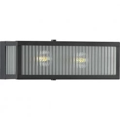 Dwyer Collection 2-Light Matte Black Clear Ribbed Glass Farmhouse Bath Vanity Light by Progress Lighting