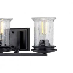 Winslett Collection 3-Light Matte Black Clear Seeded Glass Coastal Bath Vanity Light by Progress Lighting -Progress Lighting Shop black progress lighting vanity lighting p300274 031 4f 1000