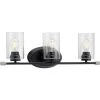 Riley Collection 3-Light Matte Black Clear Glass Modern Bath Vanity Light by Progress Lighting 1 Riley Collection 3-Light Matte Black Clear Glass Modern Bath Vanity Light by Progress Lighting -Progress Lighting Shop black progress lighting vanity lighting p300278 031 64 1000