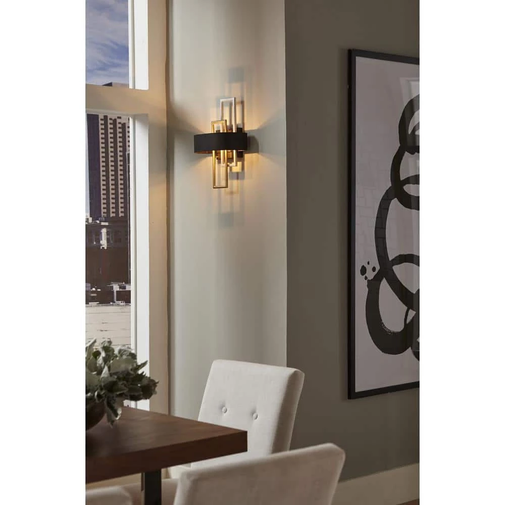 Adagio Collection 11 in. 2-Light Black and Gold Modern Wall Sconce for Hallways and Dining Rooms by Progress Lighting 9 Adagio Collection 11 in. 2-Light Black and Gold Modern Wall Sconce for Hallways and Dining Rooms by Progress Lighting - Image 7