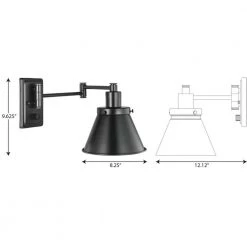 Hinton Collection 1-Light Black Swing Arm Adjustable Coastal Farmhouse Wall Light Sconce by Progress Lighting -Progress Lighting Shop black progress lighting wall lamps p710085 031 1d 1000