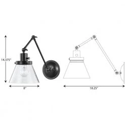 Hinton Collection 1-Light Black Clear Seeded Glass Swing Arm Adjustable Coastal Farmhouse Wall Light Sconce by Progress Lighting -Progress Lighting Shop black progress lighting wall lamps p710094 031 31 1000