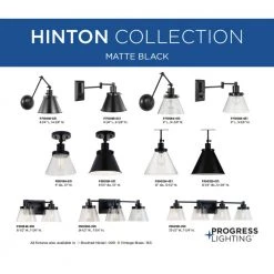 Hinton Collection 1-Light Black Clear Seeded Glass Swing Arm Adjustable Coastal Farmhouse Wall Light Sconce by Progress Lighting -Progress Lighting Shop black progress lighting wall lamps p710094 031 a0 1000