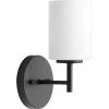 Replay Collection 5-1/4 in. 1-Light Black Etched White Glass Modern Bathroom Vanity Wall Light by Progress Lighting -Progress Lighting Shop black progress lighting wall sconces p2131 31 64 1000