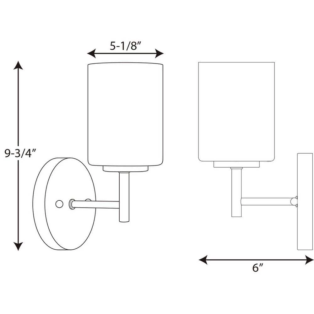 Replay Collection 5-1/4 in. 1-Light Black Etched White Glass Modern Bathroom Vanity Wall Light by Progress Lighting 10 Replay Collection 5-1/4 in. 1-Light Black Etched White Glass Modern Bathroom Vanity Wall Light by Progress Lighting - Image 8