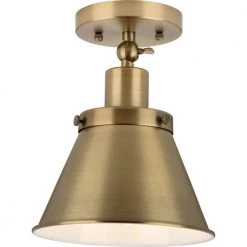 Hinton Collection 1-Light Brass Vintage Flush Mount Ceiling Light by Progress Lighting