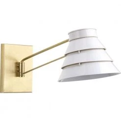 Jeffrey Alan Marks Point Dume Collection Onshore Brushed Brass Swing Arm Wall Sconce by Progress Lighting