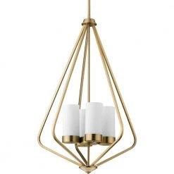 Elevate Collection 4-Light Brushed Bronze Etched Glass Modern Pendant Hanging Light by Progress Lighting