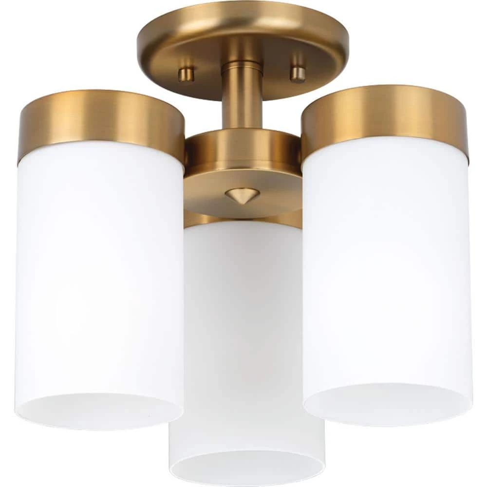 Elevate Collection 3-Light Brushed Bronze Flush Mount with Etched White Glass Shades by Progress Lighting 3 Elevate Collection 3-Light Brushed Bronze Flush Mount with Etched White Glass Shades by Progress Lighting