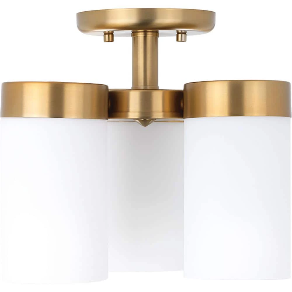 Elevate Collection 3-Light Brushed Bronze Flush Mount with Etched White Glass Shades by Progress Lighting 4 Elevate Collection 3-Light Brushed Bronze Flush Mount with Etched White Glass Shades by Progress Lighting - Image 2