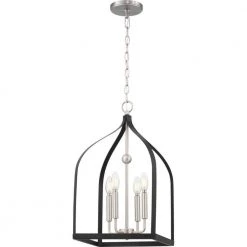 Abner Mill 4-Light Brushed Nickel Chandelier with Matte Black Accents by Progress Lighting