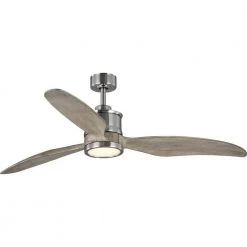 Farris 60 in. 3-Blade Carved Wood Integrated LED Brushed Nickel Ceiling Fan with Light Kit by Progress Lighting
