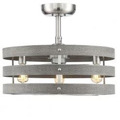 Gulliver 24 in. Indoor/Outdoor Brushed Nickel Farmhouse Dual Mount Fandelier Ceiling Fan with Light Kit & Remote Control by Progress Lighting -Progress Lighting Shop brushed nickel progress lighting ceiling fans with lights p250005 009 22 1d 1000