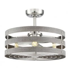 Gulliver 24 in. Indoor/Outdoor Brushed Nickel Farmhouse Dual Mount Fandelier Ceiling Fan with Light Kit & Remote Control by Progress Lighting -Progress Lighting Shop brushed nickel progress lighting ceiling fans with lights p250005 009 22 44 1000