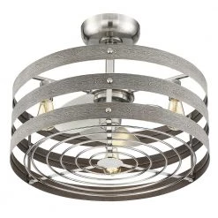 Gulliver 24 in. Indoor/Outdoor Brushed Nickel Farmhouse Dual Mount Fandelier Ceiling Fan with Light Kit & Remote Control by Progress Lighting -Progress Lighting Shop brushed nickel progress lighting ceiling fans with lights p250005 009 22 4f 1000