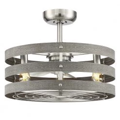 Gulliver 24 in. Indoor/Outdoor Brushed Nickel Farmhouse Dual Mount Fandelier Ceiling Fan with Light Kit & Remote Control by Progress Lighting