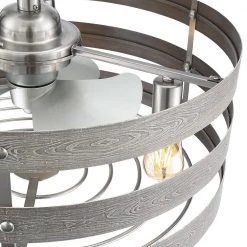 Gulliver 24 in. Indoor/Outdoor Brushed Nickel Farmhouse Dual Mount Fandelier Ceiling Fan with Light Kit & Remote Control by Progress Lighting -Progress Lighting Shop brushed nickel progress lighting ceiling fans with lights p250005 009 22 66 1000