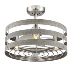 Gulliver 24 in. Indoor/Outdoor Brushed Nickel Farmhouse Dual Mount Fandelier Ceiling Fan with Light Kit & Remote Control by Progress Lighting -Progress Lighting Shop brushed nickel progress lighting ceiling fans with lights p250005 009 22 76 1000