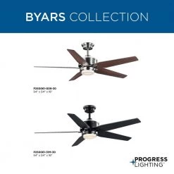 Byars 54 in. Integrated LED Indoor Brushed Nickel Transitional Ceiling Fan with Light Kit and Remote Control by Progress Lighting -Progress Lighting Shop brushed nickel progress lighting ceiling fans with lights p250061 009 30 1d 1000