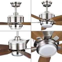 Byars 54 in. Integrated LED Indoor Brushed Nickel Transitional Ceiling Fan with Light Kit and Remote Control by Progress Lighting -Progress Lighting Shop brushed nickel progress lighting ceiling fans with lights p250061 009 30 4f 1000
