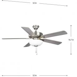 AirPro 52 in. Indoor Brushed Nickel Silver 5-Blade ENERGY STAR Rated AC Motor Ceiling Fan by Progress Lighting -Progress Lighting Shop brushed nickel progress lighting ceiling fans with lights p250078 009 wb fa 1000