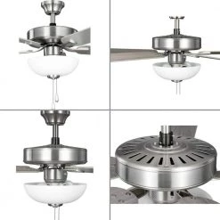 AirPro 52 in. LED Indoor Brushed Nickel Silver 5-Blade Indoor AC Motor Transitional Ceiling Fan with Light by Progress Lighting -Progress Lighting Shop brushed nickel progress lighting ceiling fans with lights p250082 009 wb 1f 1000