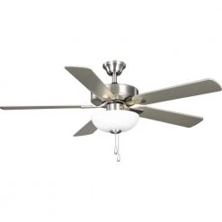 AirPro 52 in. LED Indoor Brushed Nickel Silver 5-Blade Indoor AC Motor Transitional Ceiling Fan with Light by Progress Lighting -Progress Lighting Shop brushed nickel progress lighting ceiling fans with lights p250082 009 wb 4f 1000