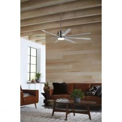 Vast Collection 72 in. 8-Blade Indoor Brushed Nickel Industrial Ceiling Fan with LED Light and Remote by Progress Lighting -Progress Lighting Shop brushed nickel progress lighting ceiling fans with lights p2550 0930k 4f 1000