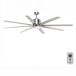 Vast Collection 72 in. 8-Blade Indoor Brushed Nickel Industrial Ceiling Fan with LED Light and Remote by Progress Lighting