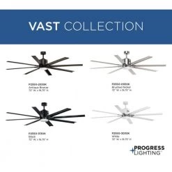 Vast Collection 72 in. 8-Blade Indoor Brushed Nickel Industrial Ceiling Fan with LED Light and Remote by Progress Lighting -Progress Lighting Shop brushed nickel progress lighting ceiling fans with lights p2550 0930k d4 1000