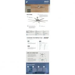 Vast Collection 72 in. 8-Blade Indoor Brushed Nickel Industrial Ceiling Fan with LED Light and Remote by Progress Lighting -Progress Lighting Shop brushed nickel progress lighting ceiling fans with lights p2550 0930k fa 1000