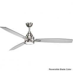 Gaze Collection 60 in. 3-Blade Indoor Brushed Nickel Industrial Ceiling Fan with LED Light and Remote by Progress Lighting -Progress Lighting Shop brushed nickel progress lighting ceiling fans with lights p2554 0930k 40 1000
