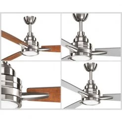 Gaze Collection 60 in. 3-Blade Indoor Brushed Nickel Industrial Ceiling Fan with LED Light and Remote by Progress Lighting -Progress Lighting Shop brushed nickel progress lighting ceiling fans with lights p2554 0930k 4f 1000