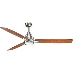 Gaze Collection 60 in. 3-Blade Indoor Brushed Nickel Industrial Ceiling Fan with LED Light and Remote by Progress Lighting