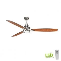 Gaze Collection 60 in. 3-Blade Indoor Brushed Nickel Industrial Ceiling Fan with LED Light and Remote by Progress Lighting -Progress Lighting Shop brushed nickel progress lighting ceiling fans with lights p2554 0930k d4 1000