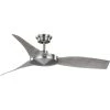 Spicer 54 in. Indoor 3-Blade Grey Weathered Wood/Brushed Nickel DC Motor Contemporary Ceiling Fan with Remote Control by Progress Lighting