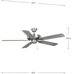 AirPro 52 in. Brushed Nickel 5-Blade Indoor AC Motor Transitional Ceiling Fan by Progress Lighting -Progress Lighting Shop brushed nickel progress lighting ceiling fans without lights p250080 009 76 1000