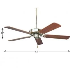 AirPro Builder 52 in. Indoor Brushed Nickel Classic Ceiling Fan by Progress Lighting -Progress Lighting Shop brushed nickel progress lighting ceiling fans without lights p2501 09 66 1000