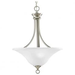 Trinity 3-Light Brushed Nickel Foyer Pendant with Etched Glass by Progress Lighting