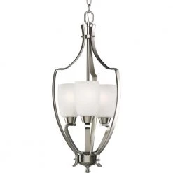 Wisten 3-Light Brushed Nickel Foyer Pendant with Etched Glass by Progress Lighting
