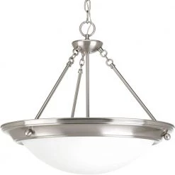 Eclipse 4-Light Brushed Nickel Foyer Pendant with Satin White Glass by Progress Lighting