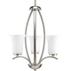 Joy Collection 3-Light Brushed Nickel Foyer Pendant with Etched Glass by Progress Lighting