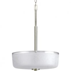 Alexa Collection 3-Light Brushed Nickel Foyer Pendant with White Linen Glass by Progress Lighting