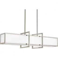 Haven Collection 4-Light Brushed Nickel Pendant with Etched White Glass by Progress Lighting