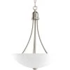 Gather Collection 15 in. 2-Light Brushed Nickel Foyer Pendant with Etched Glass by Progress Lighting