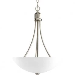 Gather Collection 15 in. 2-Light Brushed Nickel Foyer Pendant with Etched Glass by Progress Lighting