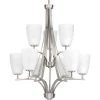 Leap Collection 9-light Brushed Nickel Chandelier with Etched Glass Shade by Progress Lighting -Progress Lighting Shop brushed nickel progress lighting chandeliers p400044 009 64 1000
