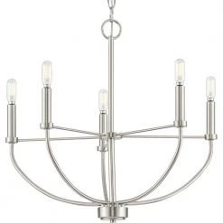 Leyden 5-Light Brushed Nickel Farmhouse Chandelier Light by Progress Lighting
